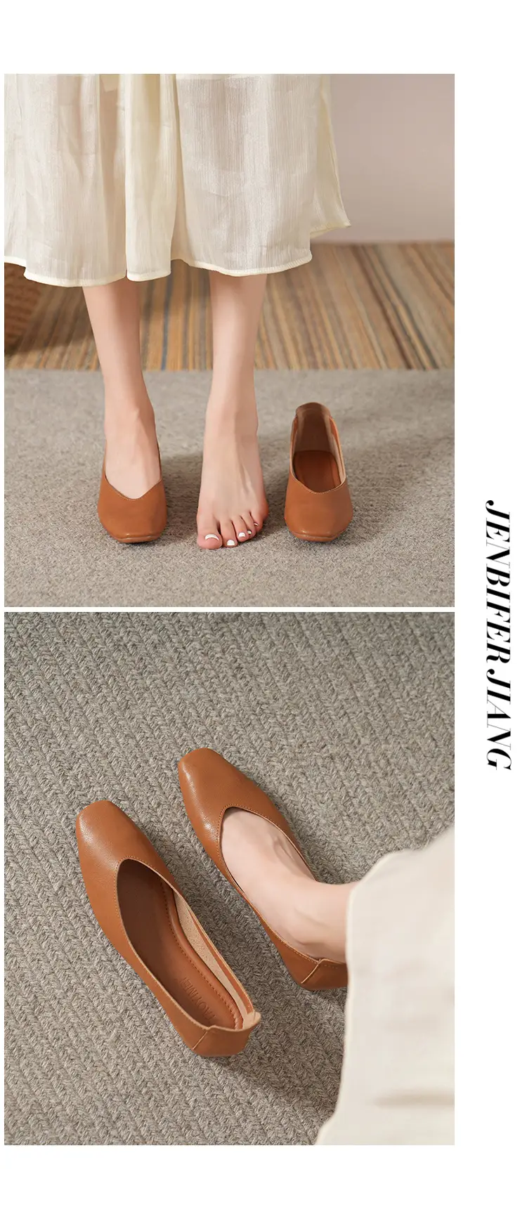 Soft Bottom New Style Comfortable Breathable Low Heeled Square Head Shallow Mouth Single-layer Shoes Women's Soft Cotton Flat Foot-free Milk Shoes for Work — feature 13