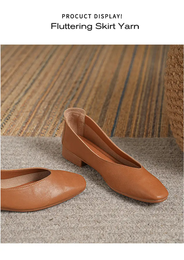 Soft Bottom New Style Comfortable Breathable Low Heeled Square Head Shallow Mouth Single-layer Shoes Women's Soft Cotton Flat Foot-free Milk Shoes for Work — feature 14