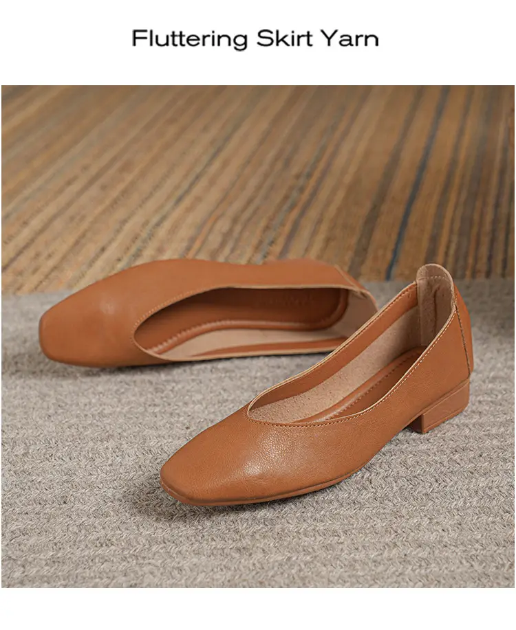 Soft Bottom New Style Comfortable Breathable Low Heeled Square Head Shallow Mouth Single-layer Shoes Women's Soft Cotton Flat Foot-free Milk Shoes for Work — feature 15
