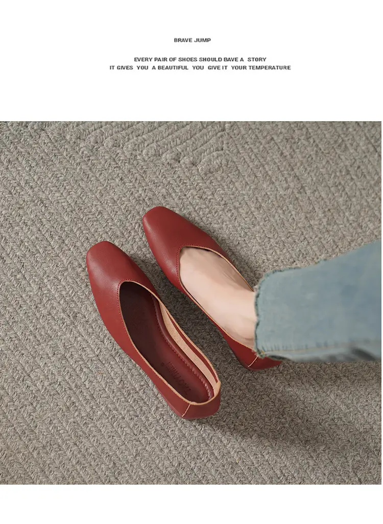 Soft Bottom New Style Comfortable Breathable Low Heeled Square Head Shallow Mouth Single-layer Shoes Women's Soft Cotton Flat Foot-free Milk Shoes for Work — feature 18
