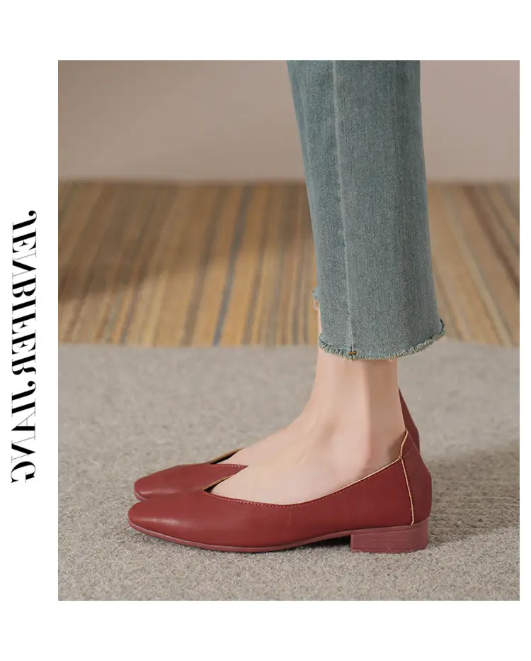 Soft Bottom New Style Comfortable Breathable Low Heeled Square Head Shallow Mouth Single-layer Shoes Women's Soft Cotton Flat Foot-free Milk Shoes for Work — feature 19