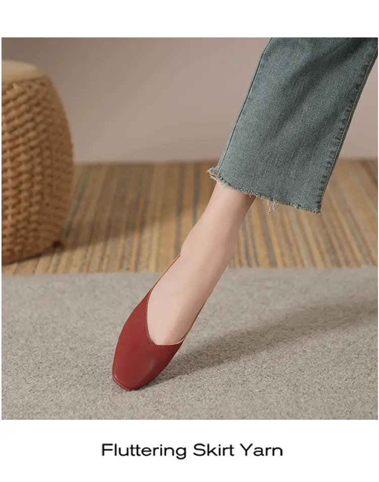 Soft Bottom New Style Comfortable Breathable Low Heeled Square Head Shallow Mouth Single-layer Shoes Women's Soft Cotton Flat Foot-free Milk Shoes for Work — feature 20