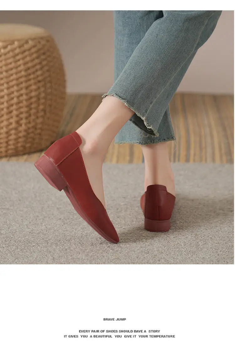 Soft Bottom New Style Comfortable Breathable Low Heeled Square Head Shallow Mouth Single-layer Shoes Women's Soft Cotton Flat Foot-free Milk Shoes for Work — feature 21