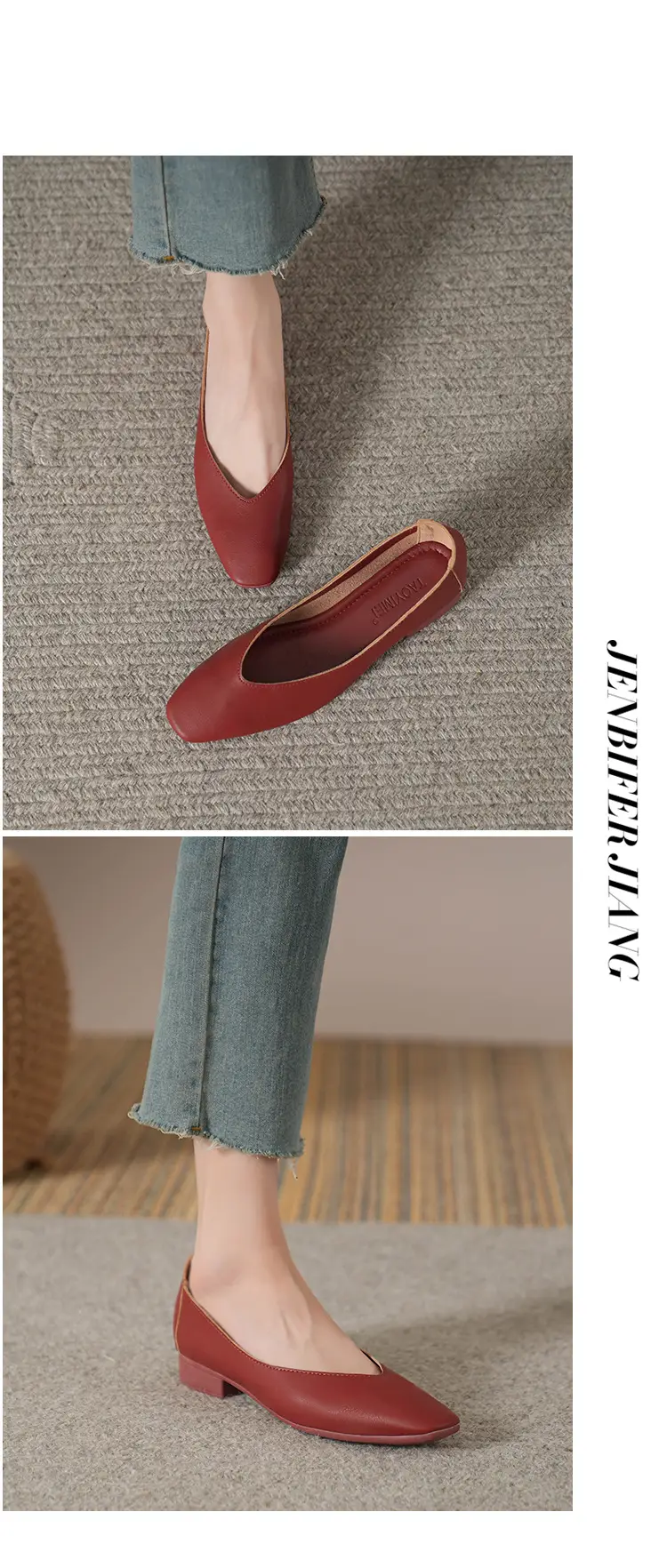 Soft Bottom New Style Comfortable Breathable Low Heeled Square Head Shallow Mouth Single-layer Shoes Women's Soft Cotton Flat Foot-free Milk Shoes for Work — feature 22