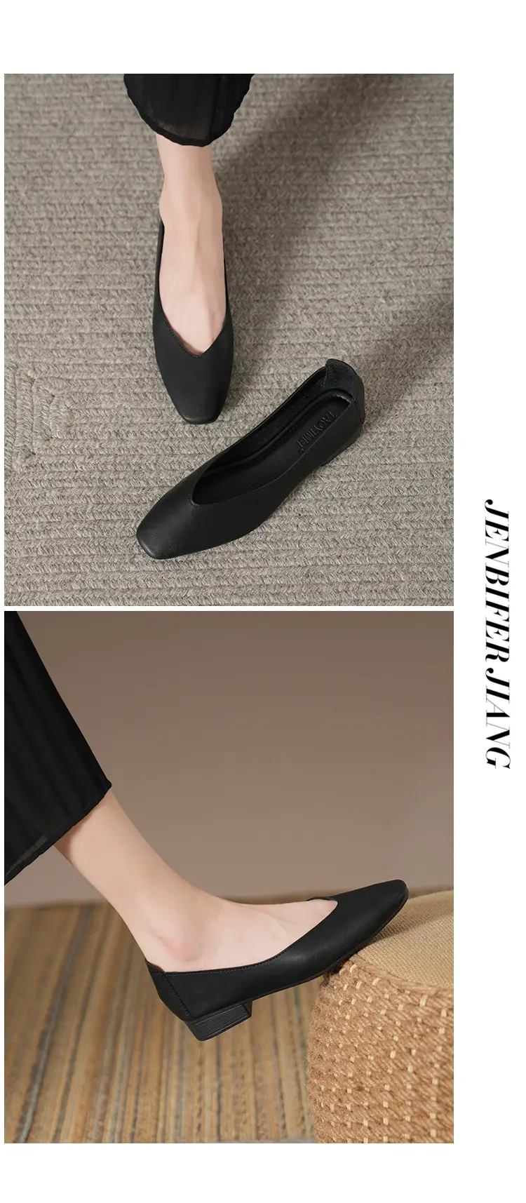 Soft Bottom New Style Comfortable Breathable Low Heeled Square Head Shallow Mouth Single-layer Shoes Women's Soft Cotton Flat Foot-free Milk Shoes for Work — feature 31