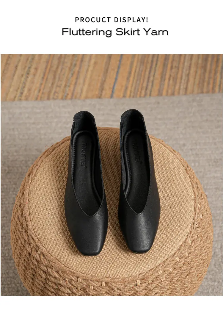 Soft Bottom New Style Comfortable Breathable Low Heeled Square Head Shallow Mouth Single-layer Shoes Women's Soft Cotton Flat Foot-free Milk Shoes for Work — feature 32