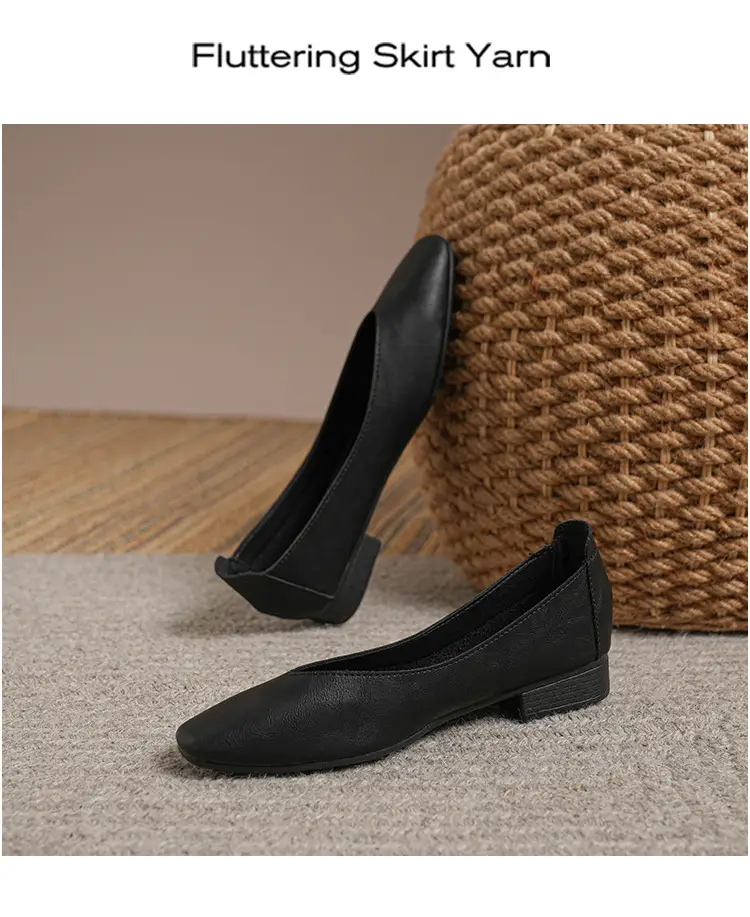 Soft Bottom New Style Comfortable Breathable Low Heeled Square Head Shallow Mouth Single-layer Shoes Women's Soft Cotton Flat Foot-free Milk Shoes for Work — feature 33