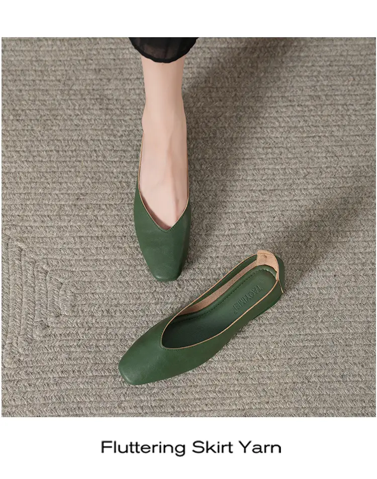Soft Bottom New Style Comfortable Breathable Low Heeled Square Head Shallow Mouth Single-layer Shoes Women's Soft Cotton Flat Foot-free Milk Shoes for Work — feature 38
