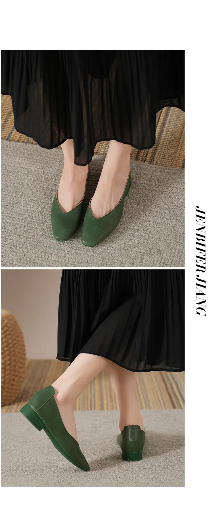 Soft Bottom New Style Comfortable Breathable Low Heeled Square Head Shallow Mouth Single-layer Shoes Women's Soft Cotton Flat Foot-free Milk Shoes for Work — feature 40
