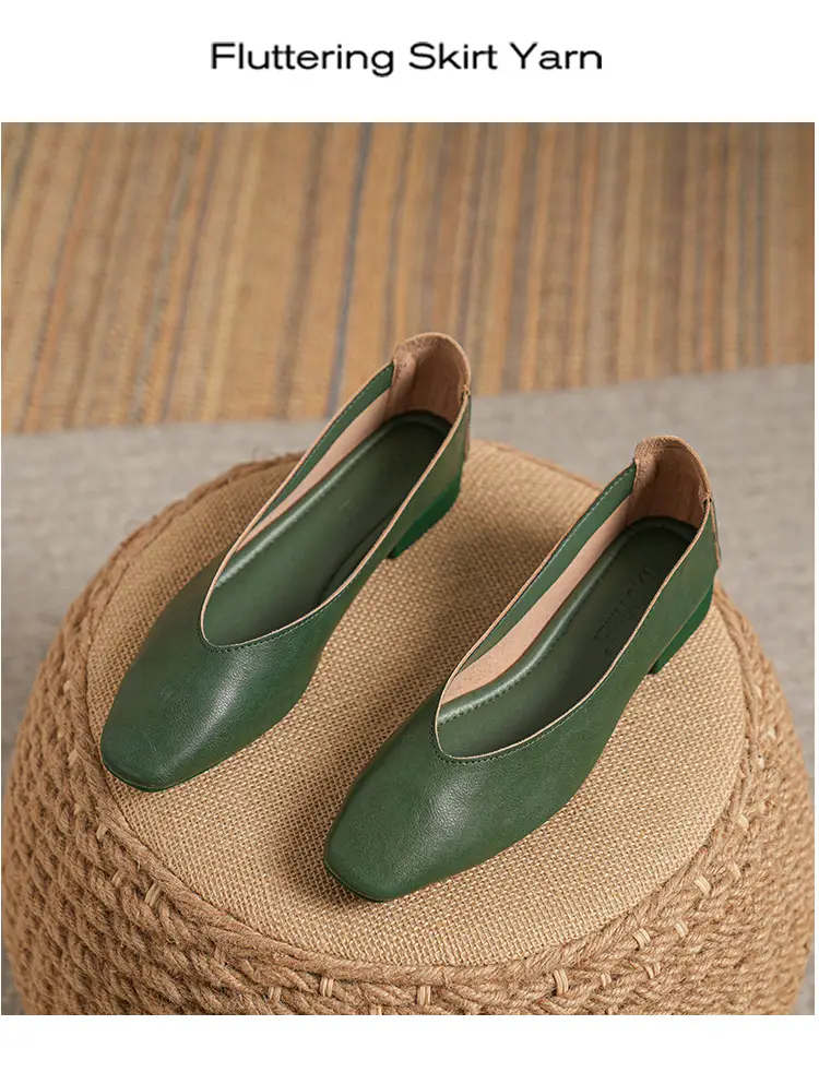 Soft Bottom New Style Comfortable Breathable Low Heeled Square Head Shallow Mouth Single-layer Shoes Women's Soft Cotton Flat Foot-free Milk Shoes for Work — feature 43