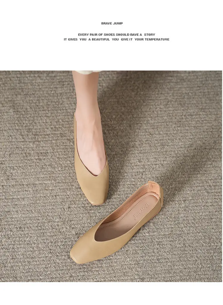 Soft Bottom New Style Comfortable Breathable Low Heeled Square Head Shallow Mouth Single-layer Shoes Women's Soft Cotton Flat Foot-free Milk Shoes for Work — feature 45