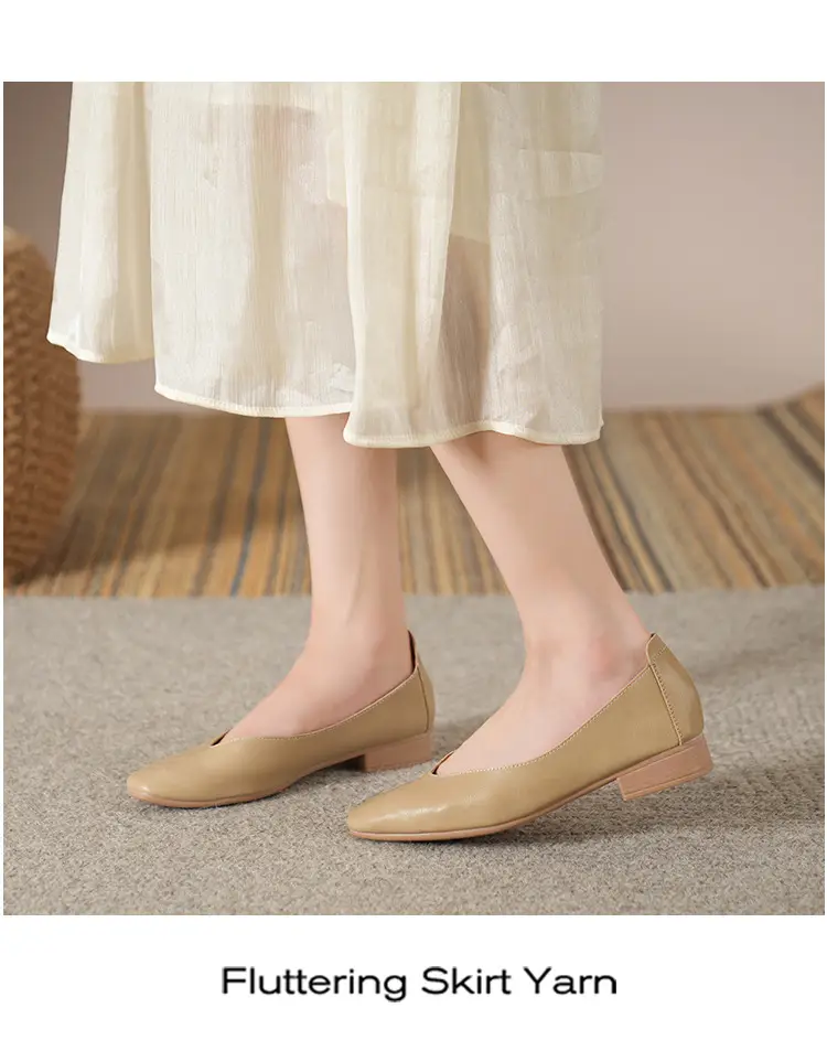 Soft Bottom New Style Comfortable Breathable Low Heeled Square Head Shallow Mouth Single-layer Shoes Women's Soft Cotton Flat Foot-free Milk Shoes for Work — feature 47