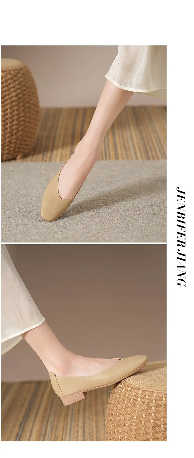 Soft Bottom New Style Comfortable Breathable Low Heeled Square Head Shallow Mouth Single-layer Shoes Women's Soft Cotton Flat Foot-free Milk Shoes for Work — feature 49