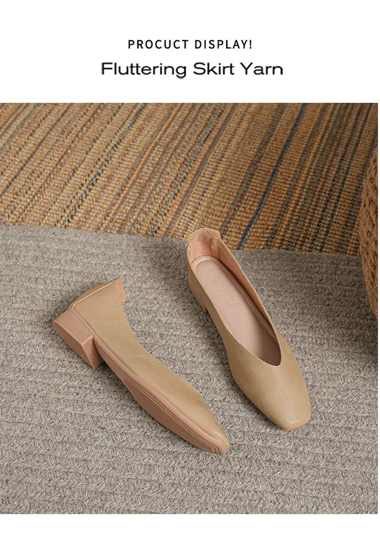 Soft Bottom New Style Comfortable Breathable Low Heeled Square Head Shallow Mouth Single-layer Shoes Women's Soft Cotton Flat Foot-free Milk Shoes for Work — feature 50