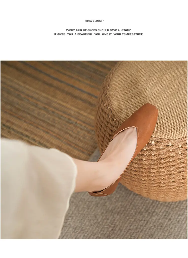 Soft Bottom New Style Comfortable Breathable Low Heeled Square Head Shallow Mouth Single-layer Shoes Women's Soft Cotton Flat Foot-free Milk Shoes for Work — feature 9