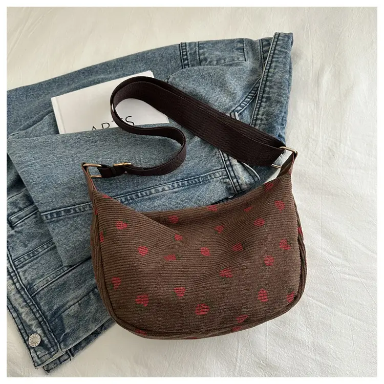 Women Fleece Leopard Print Crossbody Bag Brown - Image 4