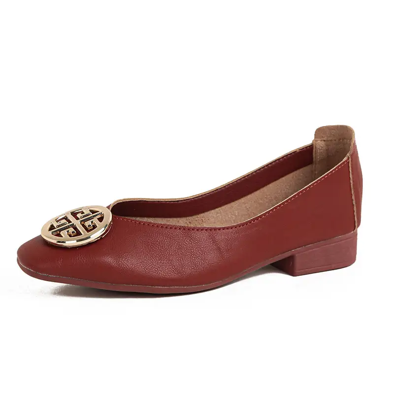 Soft Leather 2024 New Style Soft Leather Retro Buckle Shallow Shoes Low-Heeled Shoes Women's Artistic Square-Toe Mary Jane Shoes - Image 10