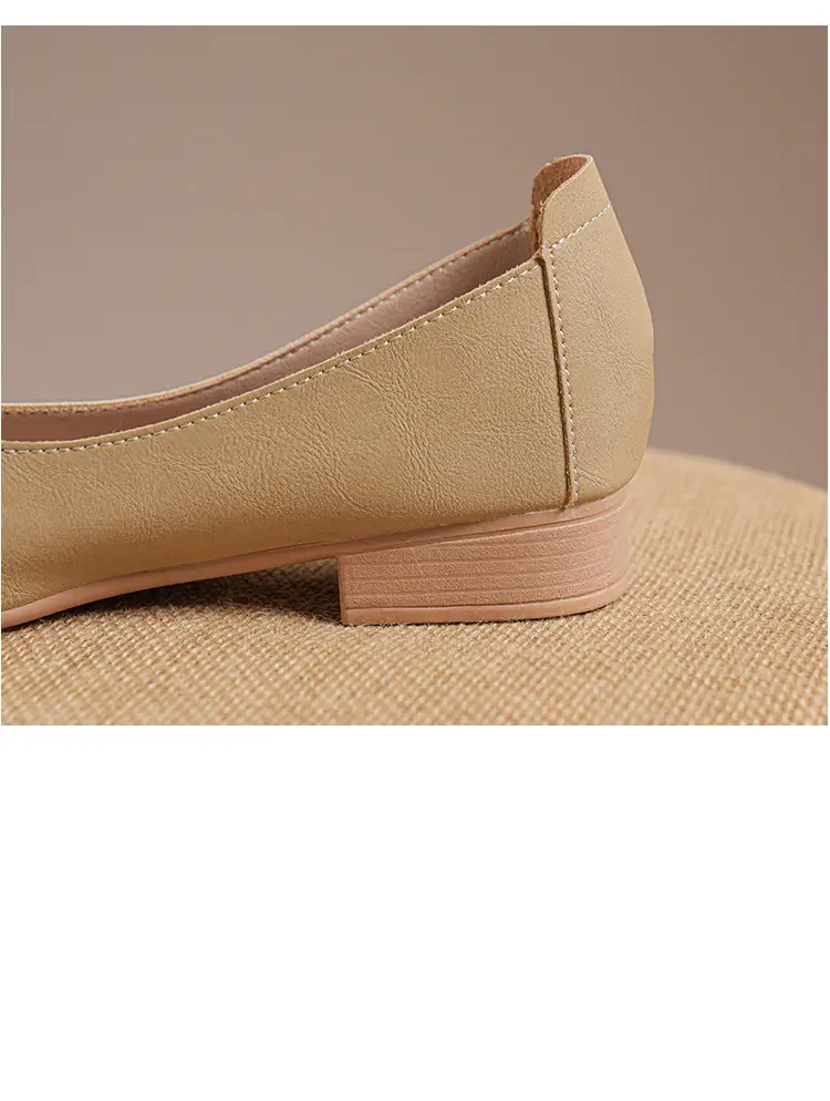 Soft Leather 2024 New Style Soft Leather Retro Buckle Shallow Shoes Low-Heeled Shoes Women's Artistic Square-Toe Mary Jane Shoes — feature 12