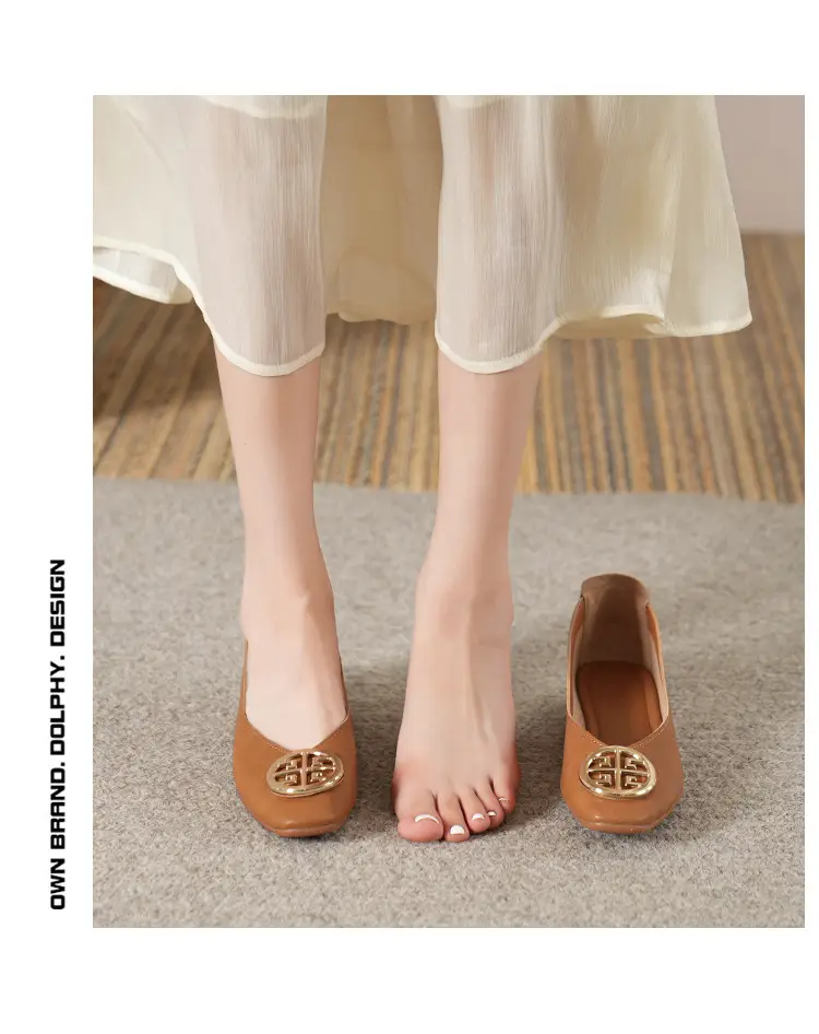 Soft Leather 2024 New Style Soft Leather Retro Buckle Shallow Shoes Low-Heeled Shoes Women's Artistic Square-Toe Mary Jane Shoes — feature 16