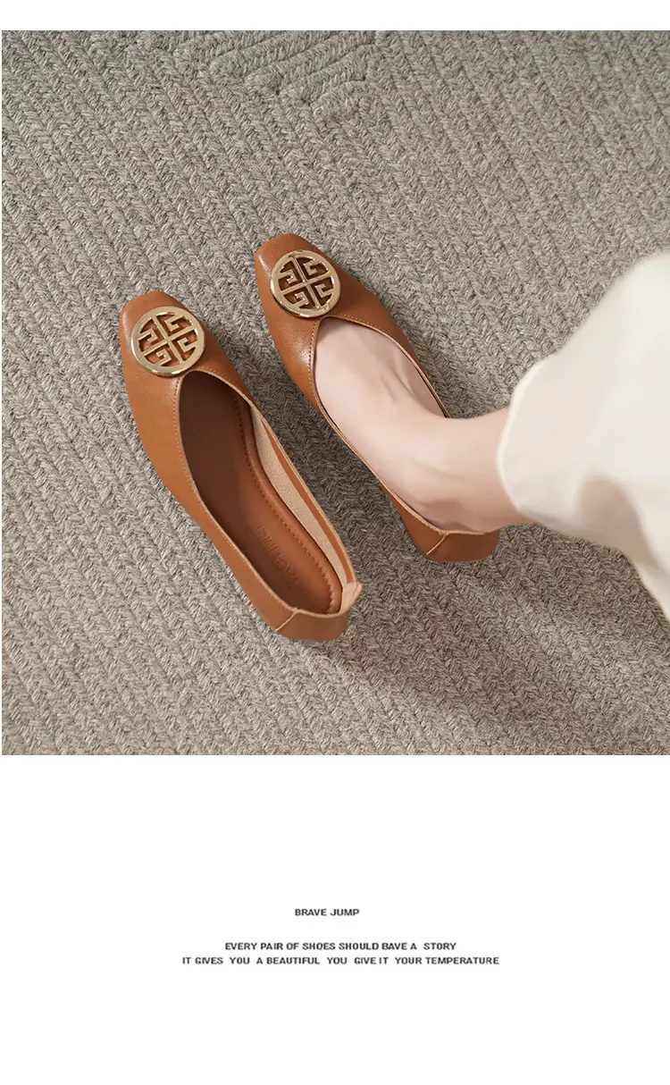 Soft Leather 2024 New Style Soft Leather Retro Buckle Shallow Shoes Low-Heeled Shoes Women's Artistic Square-Toe Mary Jane Shoes — feature 18