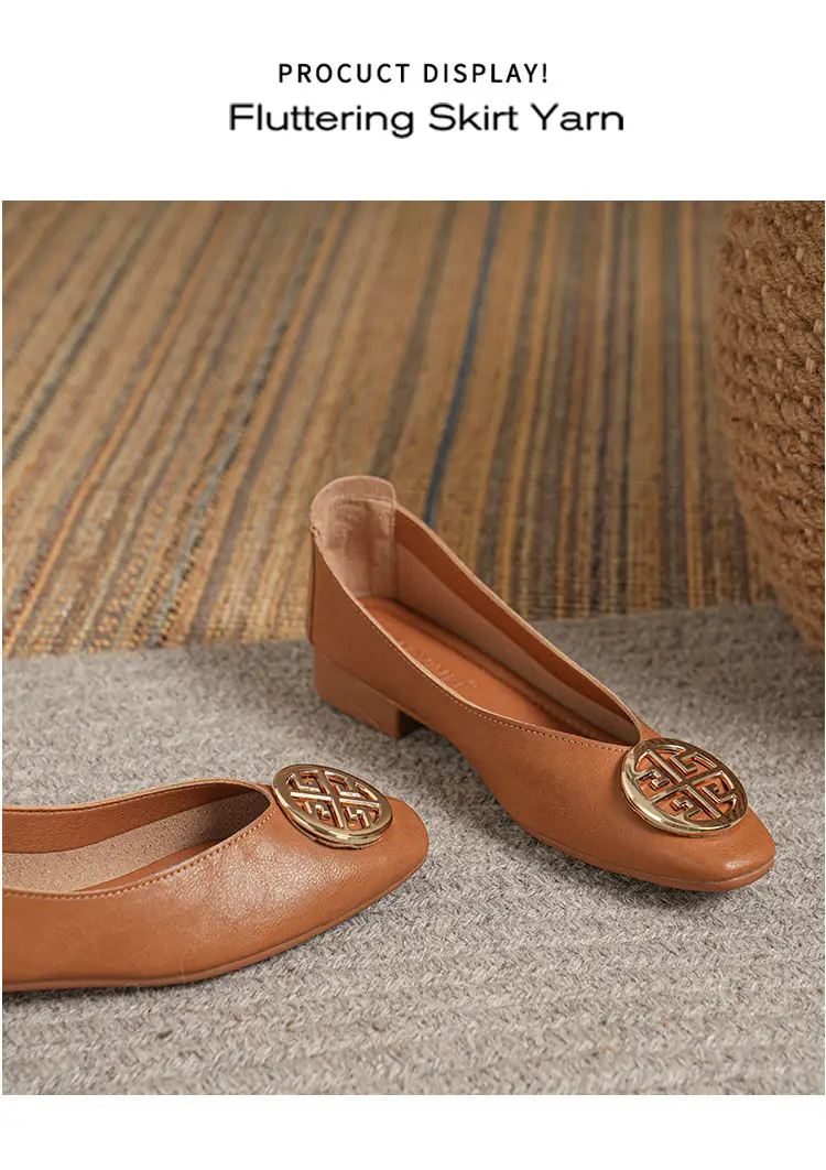 Soft Leather 2024 New Style Soft Leather Retro Buckle Shallow Shoes Low-Heeled Shoes Women's Artistic Square-Toe Mary Jane Shoes — feature 20
