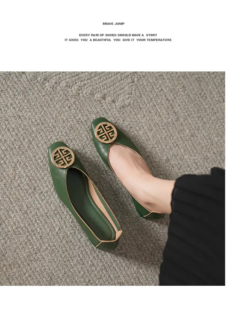 Soft Leather 2024 New Style Soft Leather Retro Buckle Shallow Shoes Low-Heeled Shoes Women's Artistic Square-Toe Mary Jane Shoes — feature 24