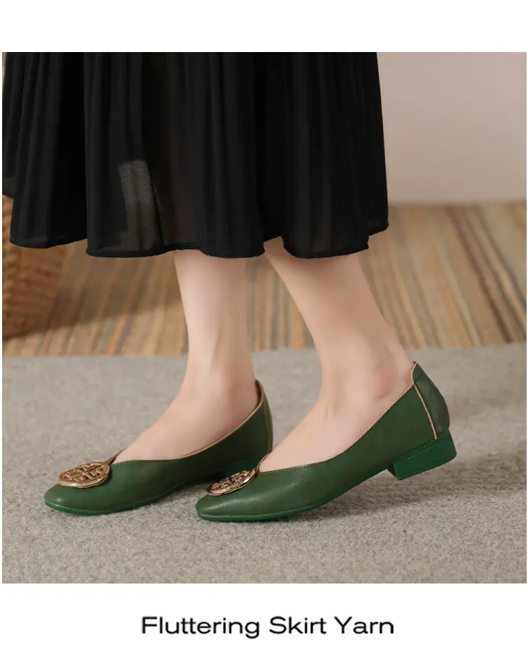 Soft Leather 2024 New Style Soft Leather Retro Buckle Shallow Shoes Low-Heeled Shoes Women's Artistic Square-Toe Mary Jane Shoes — feature 26