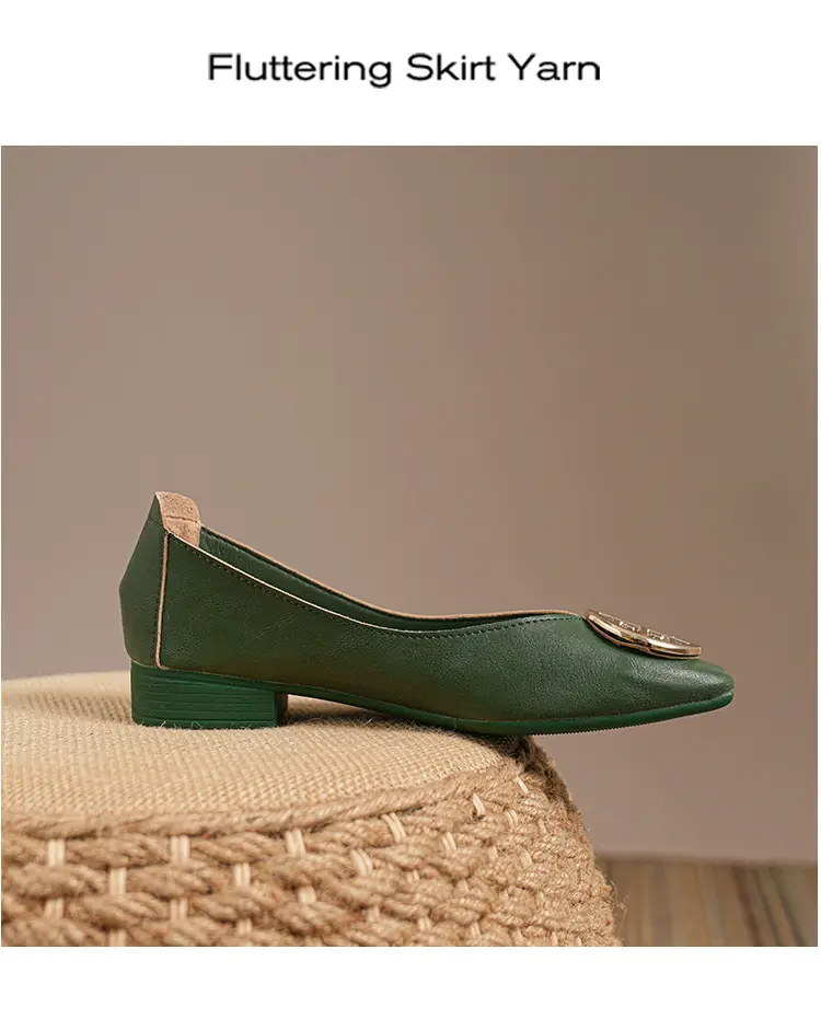 Soft Leather 2024 New Style Soft Leather Retro Buckle Shallow Shoes Low-Heeled Shoes Women's Artistic Square-Toe Mary Jane Shoes — feature 30