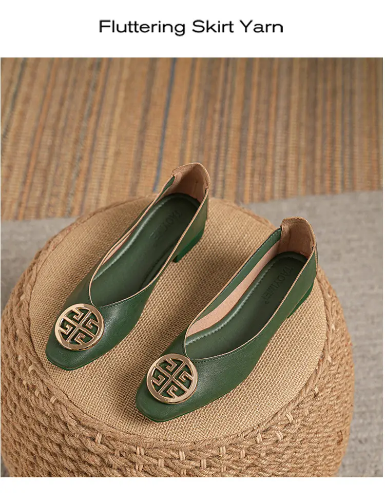 Soft Leather 2024 New Style Soft Leather Retro Buckle Shallow Shoes Low-Heeled Shoes Women's Artistic Square-Toe Mary Jane Shoes — feature 31