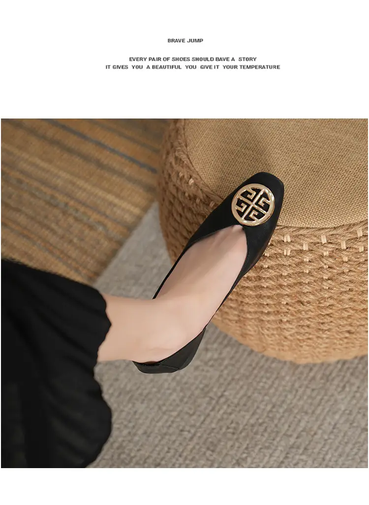 Soft Leather 2024 New Style Soft Leather Retro Buckle Shallow Shoes Low-Heeled Shoes Women's Artistic Square-Toe Mary Jane Shoes — feature 33