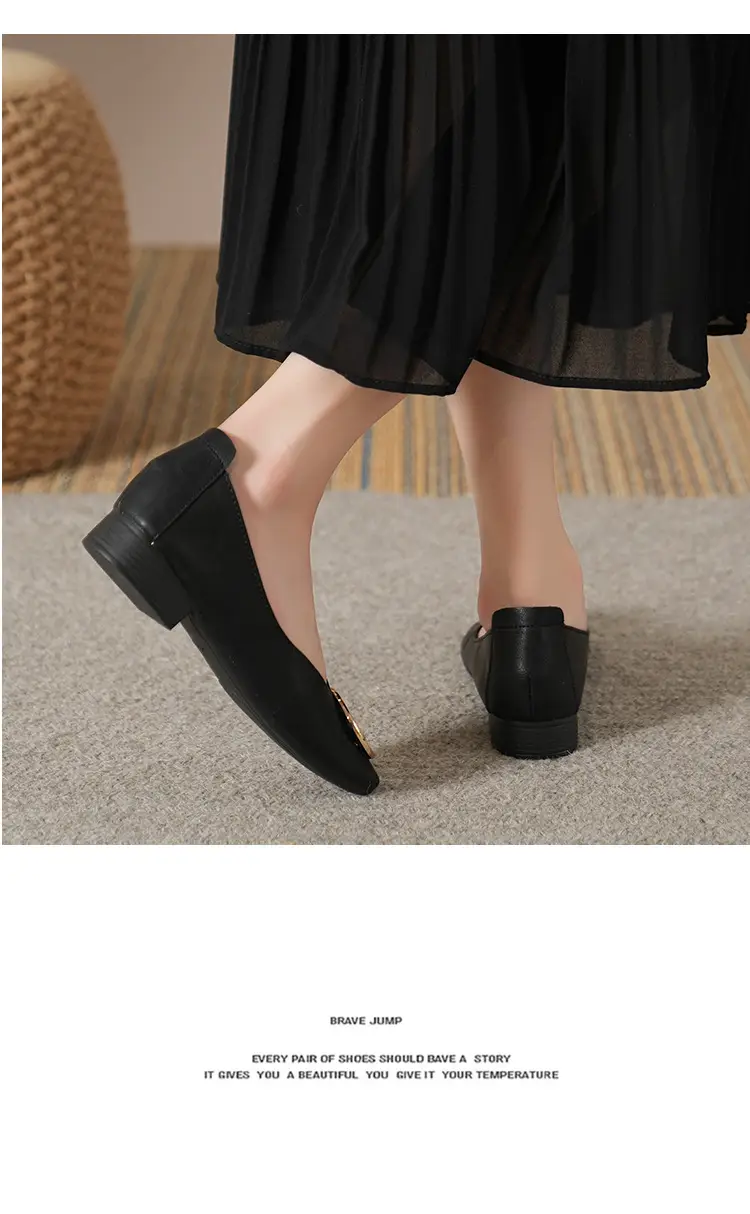Soft Leather 2024 New Style Soft Leather Retro Buckle Shallow Shoes Low-Heeled Shoes Women's Artistic Square-Toe Mary Jane Shoes — feature 36