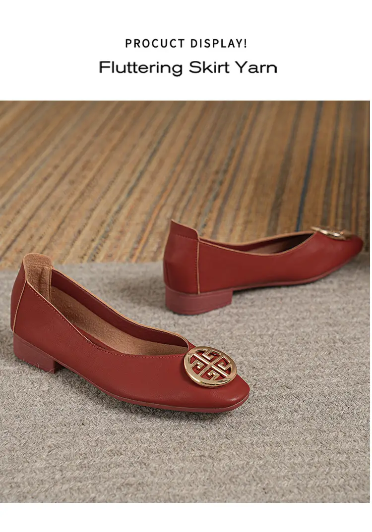 Soft Leather 2024 New Style Soft Leather Retro Buckle Shallow Shoes Low-Heeled Shoes Women's Artistic Square-Toe Mary Jane Shoes — feature 43