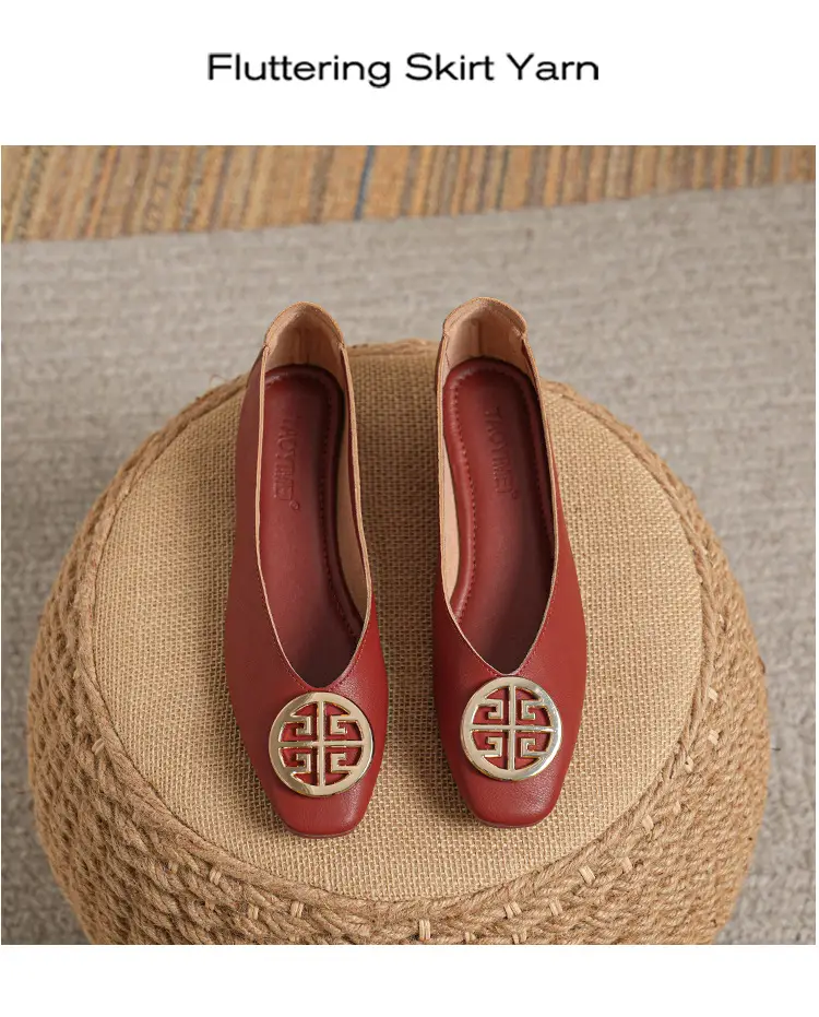 Soft Leather 2024 New Style Soft Leather Retro Buckle Shallow Shoes Low-Heeled Shoes Women's Artistic Square-Toe Mary Jane Shoes — feature 44
