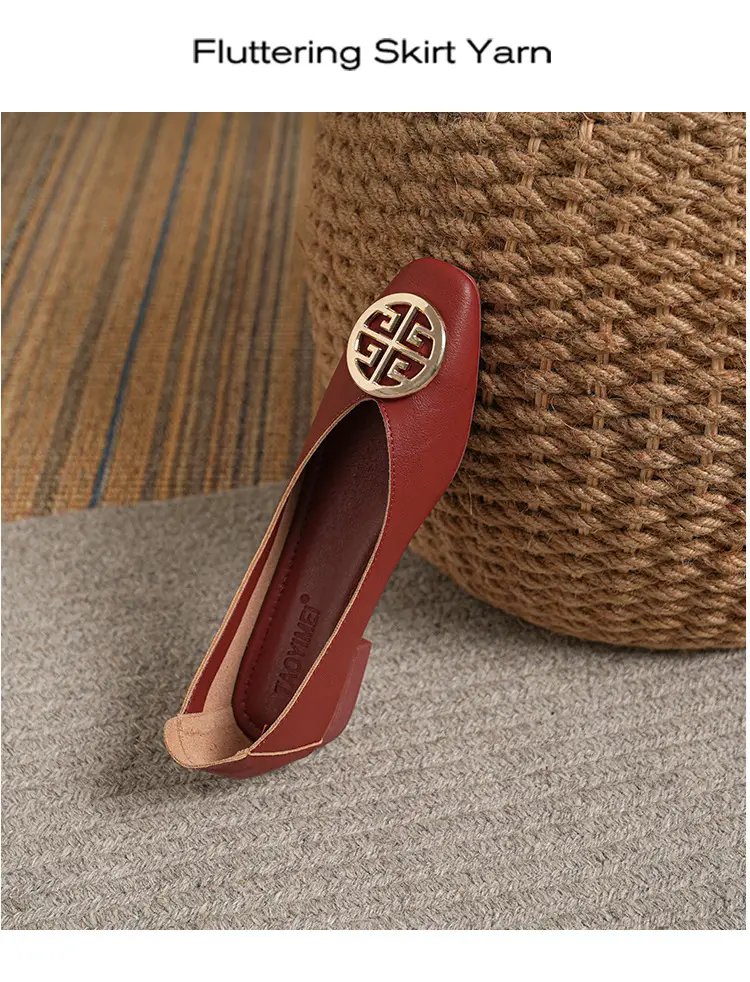 Soft Leather 2024 New Style Soft Leather Retro Buckle Shallow Shoes Low-Heeled Shoes Women's Artistic Square-Toe Mary Jane Shoes — feature 45