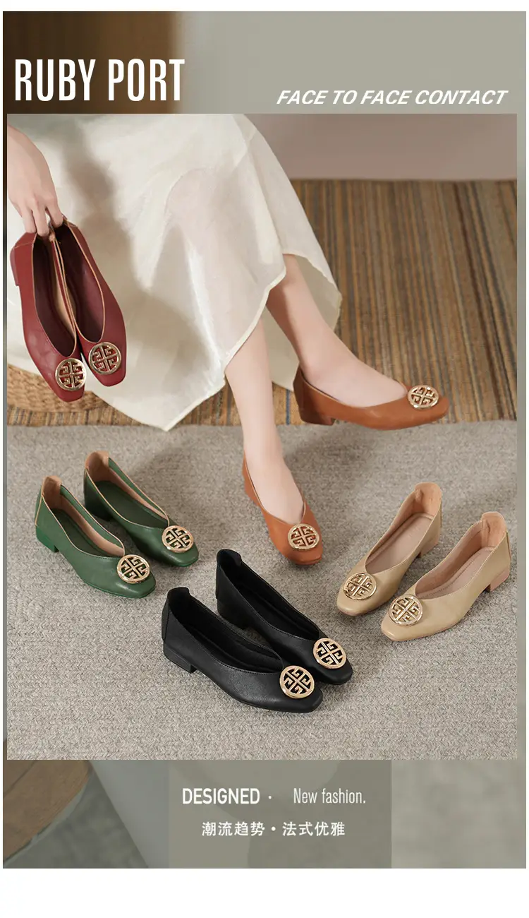 Soft Leather 2024 New Style Soft Leather Retro Buckle Shallow Shoes Low-Heeled Shoes Women's Artistic Square-Toe Mary Jane Shoes — feature 7