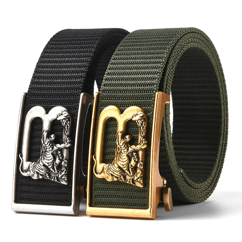 Tiger Logo Toothless Automatic Belt Buckle Black Nylon - Image 14
