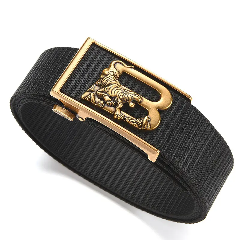 Tiger Logo Toothless Automatic Belt Buckle Black Nylon - Image 15