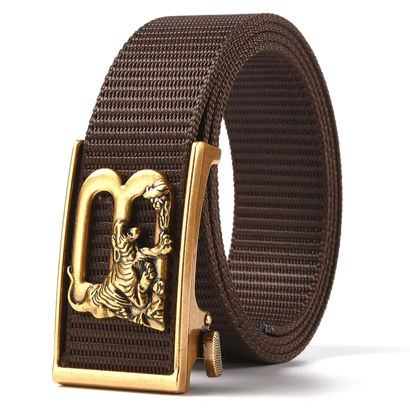 Tiger Logo Toothless Automatic Belt Buckle Black Nylon - Image 2