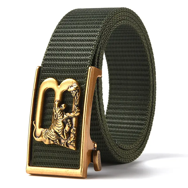 Tiger Logo Toothless Automatic Belt Buckle Black Nylon - Image 3