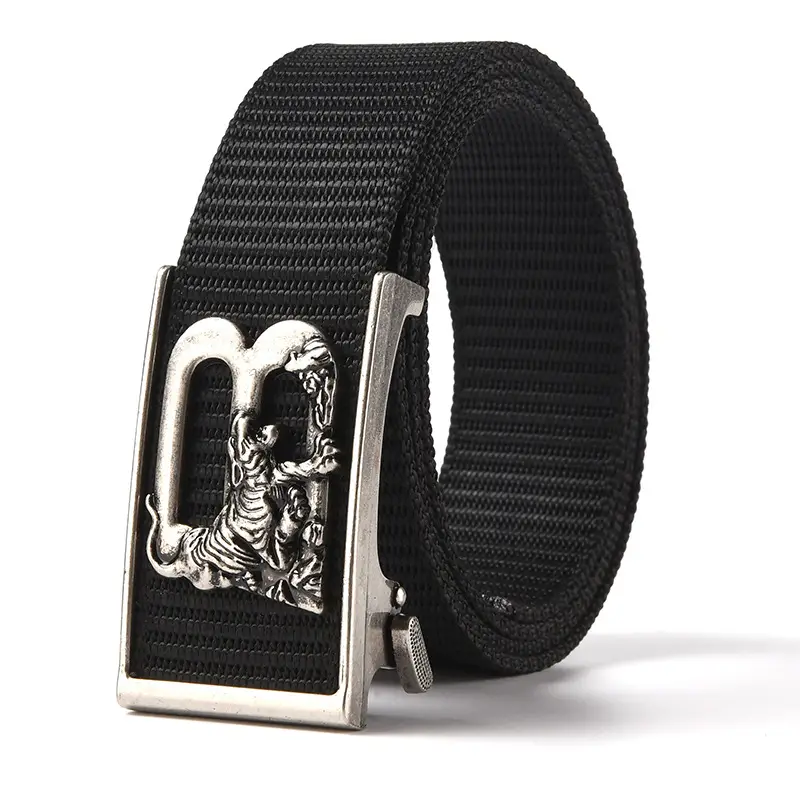 Tiger Logo Toothless Automatic Belt Buckle Black Nylon - Image 7
