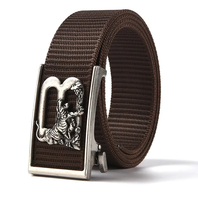 Tiger Logo Toothless Automatic Belt Buckle Black Nylon - Image 8