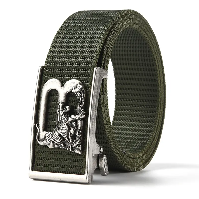Tiger Logo Toothless Automatic Belt Buckle Black Nylon - Image 9