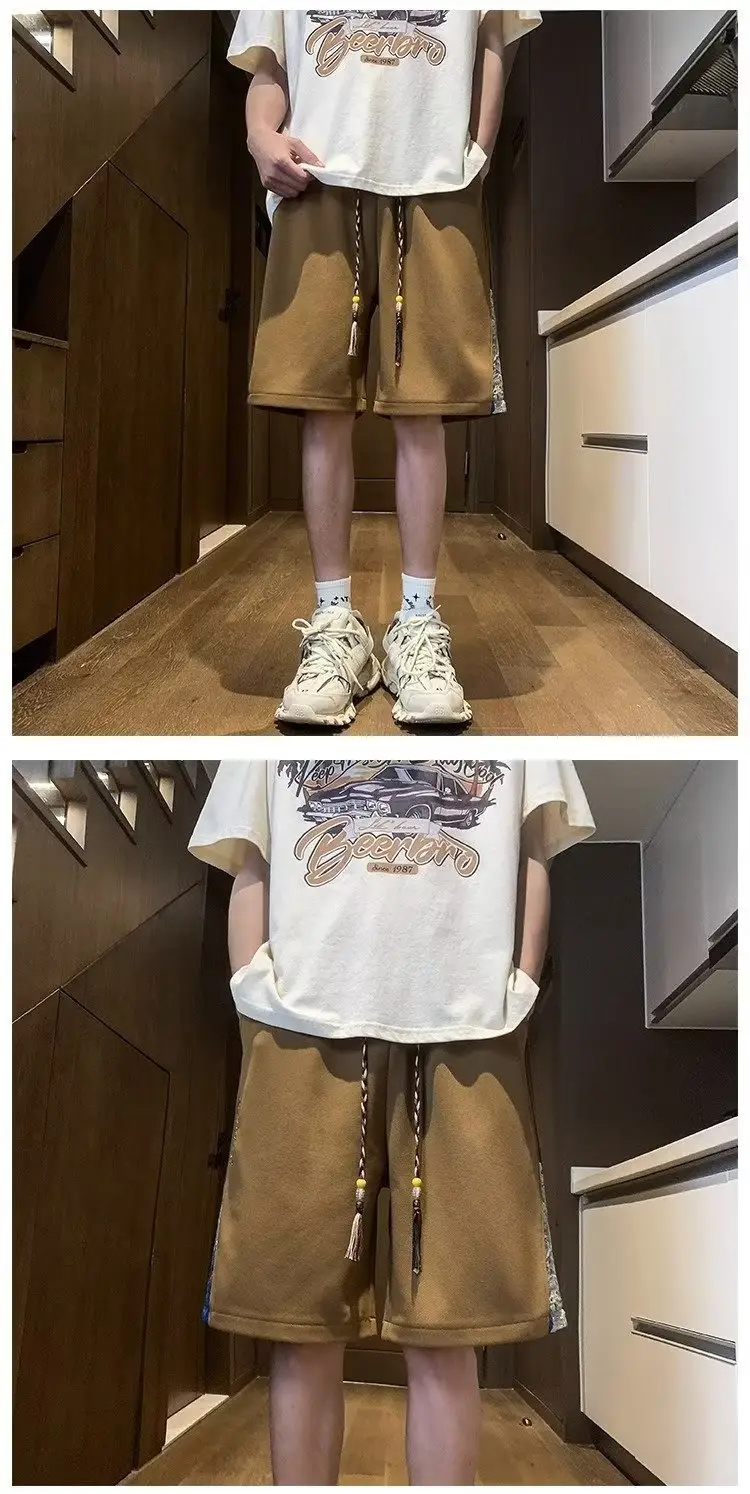 Men's Thin Summer Shorts Brown Plus Size Loose Fit — feature 4