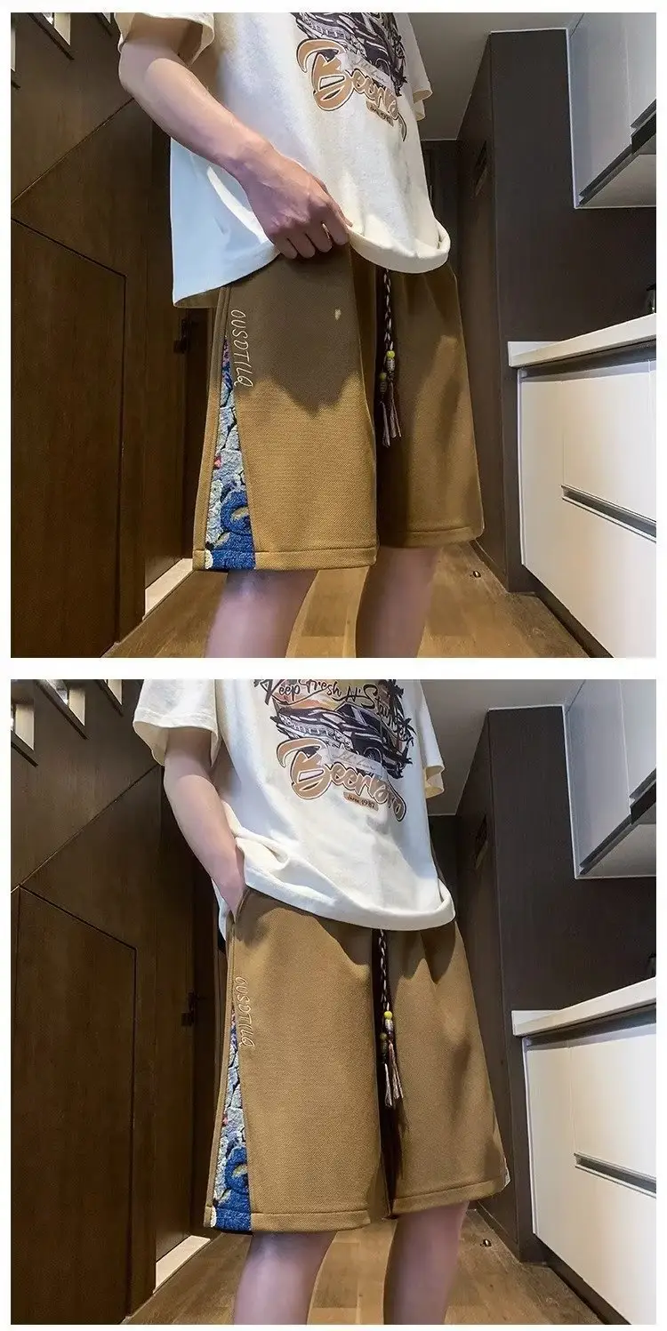 Men's Thin Summer Shorts Brown Plus Size Loose Fit — feature 5