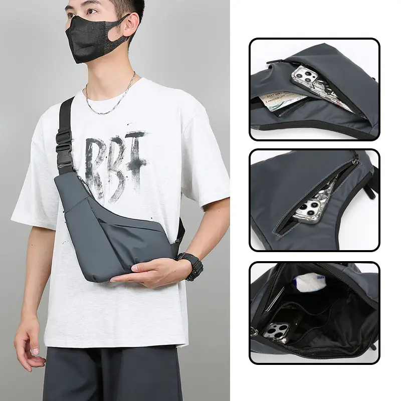 Men's Black Shoulder Crossbody Bag Large Capacity Lightweight - Image 6