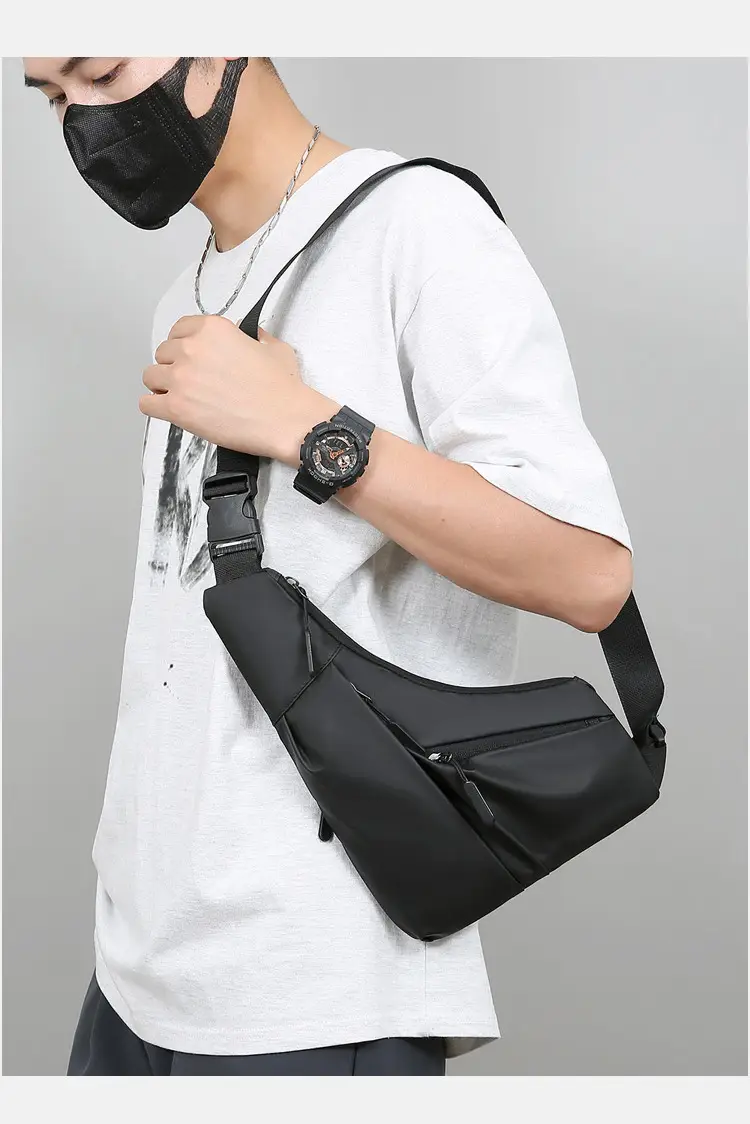 Men's Black Shoulder Crossbody Bag Large Capacity Lightweight — feature 28