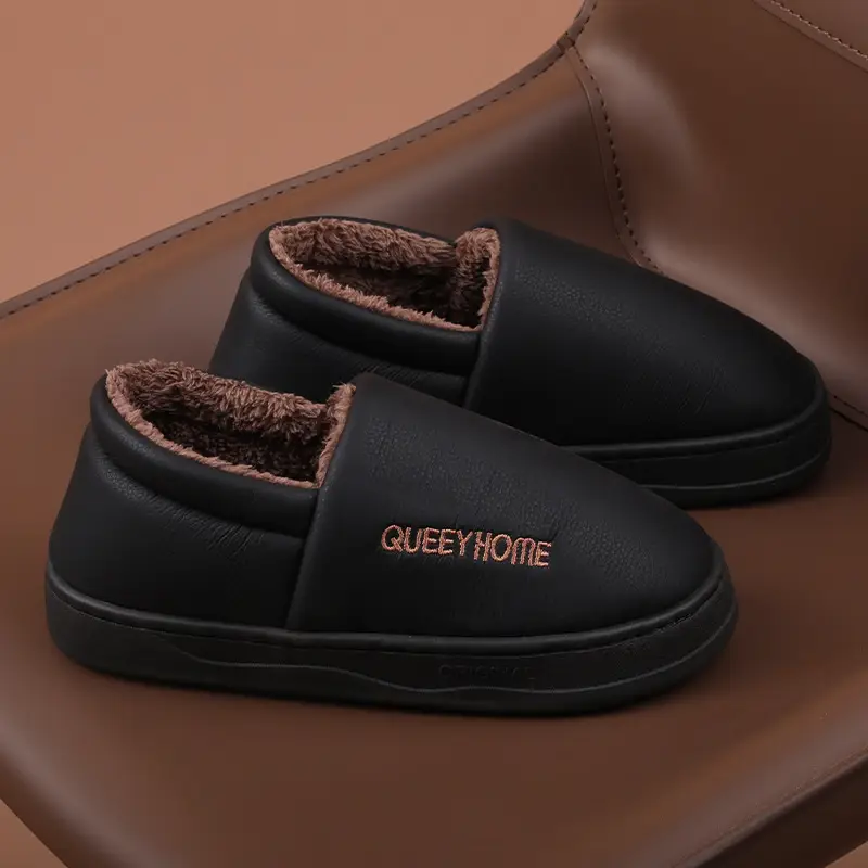 Warm Cotton Slippers for Men 2025 New Style Indoor Non-Slip Couple Waterproof Thick-Soled Outdoor Closed-Toe Cotton Slippers for Women - Image 7