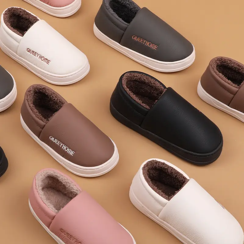 Warm Cotton Slippers for Men 2025 New Style Indoor Non-Slip Couple Waterproof Thick-Soled Outdoor Closed-Toe Cotton Slippers for Women - Image 8