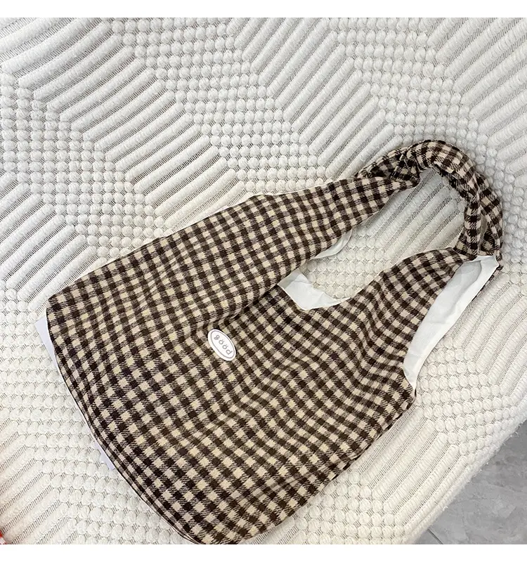 Red Checkered Woolen Shoulder Bag for Women — feature 10