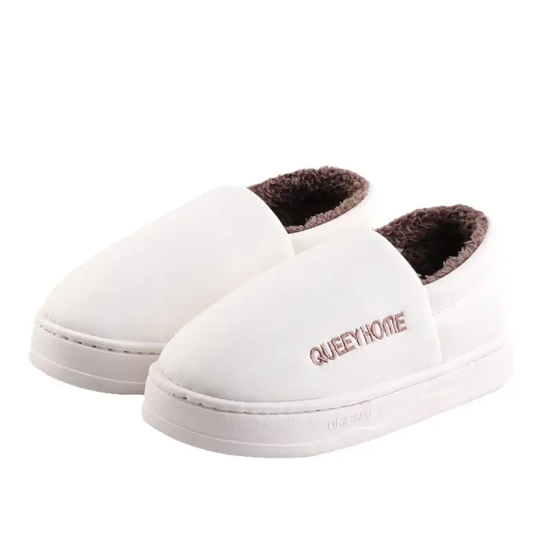 Cotton Slippers Women's Winter Indoor Home Thick Bottom Non-slip Waterproof Plush Warm Couple's Household Cotton Slippers Men's Winter